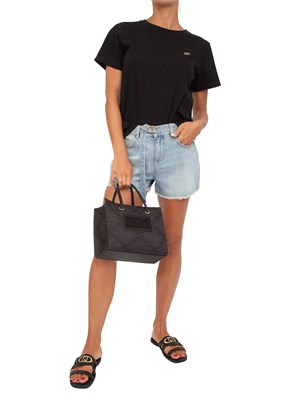 T-shirt Twinset in cotone con logo Oval T di strass in DONNA
