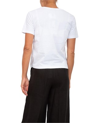 T-shirt Twinset in cotone bianco con ricamo logo Oval T in DONNA