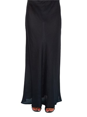 Gonna lunga Twinset in lino nero con linea svasata e morbida in DONNA