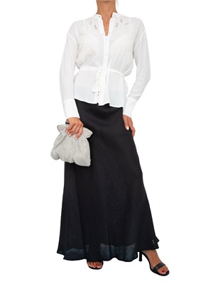 Gonna lunga Twinset in lino nero con linea svasata e morbida in DONNA