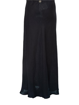 Gonna lunga Twinset in lino nero con linea svasata e morbida in DONNA