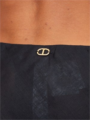 Gonna lunga Twinset in lino nero con linea svasata e morbida in DONNA