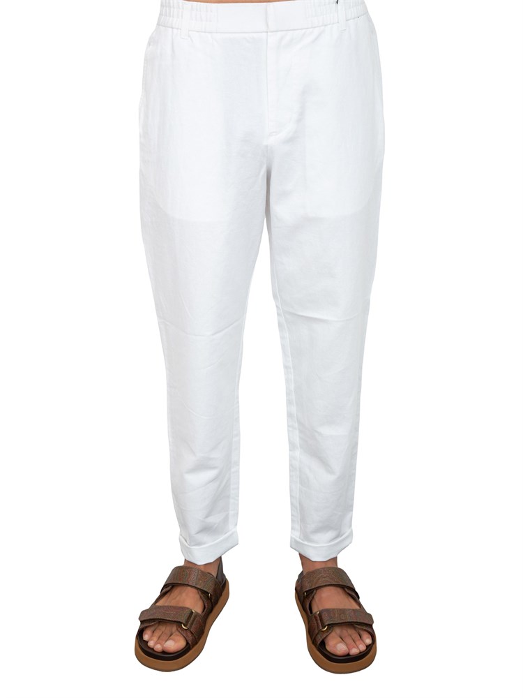 Pantalone Armani Exchange bianco in lino e cotone