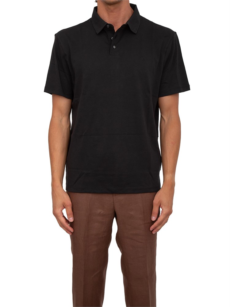 Polo uomo Calvin Klein in cotone interlock nero