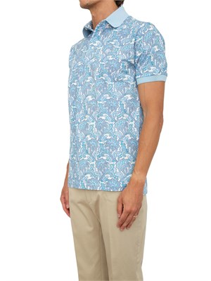 Polo Etro celeste con stampa floreale in UOMO