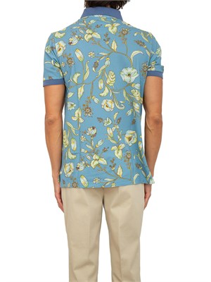 Polo Etro azzurro con motivo floreale in UOMO