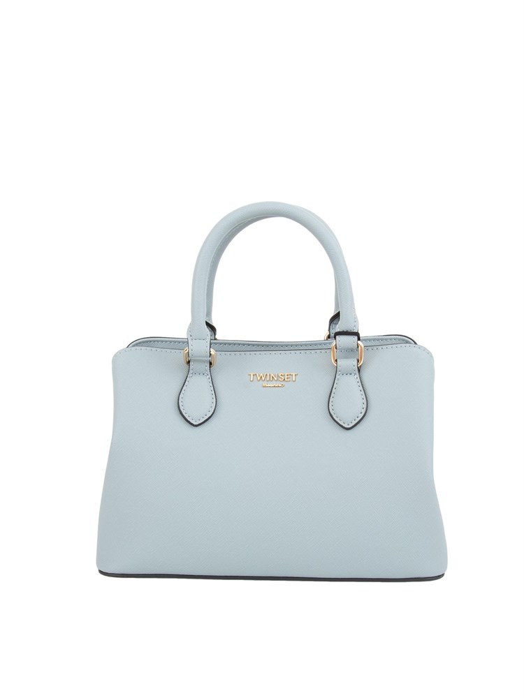 Mini borsa a mano TWINSET in similpelle effetto saffiano azzurro
