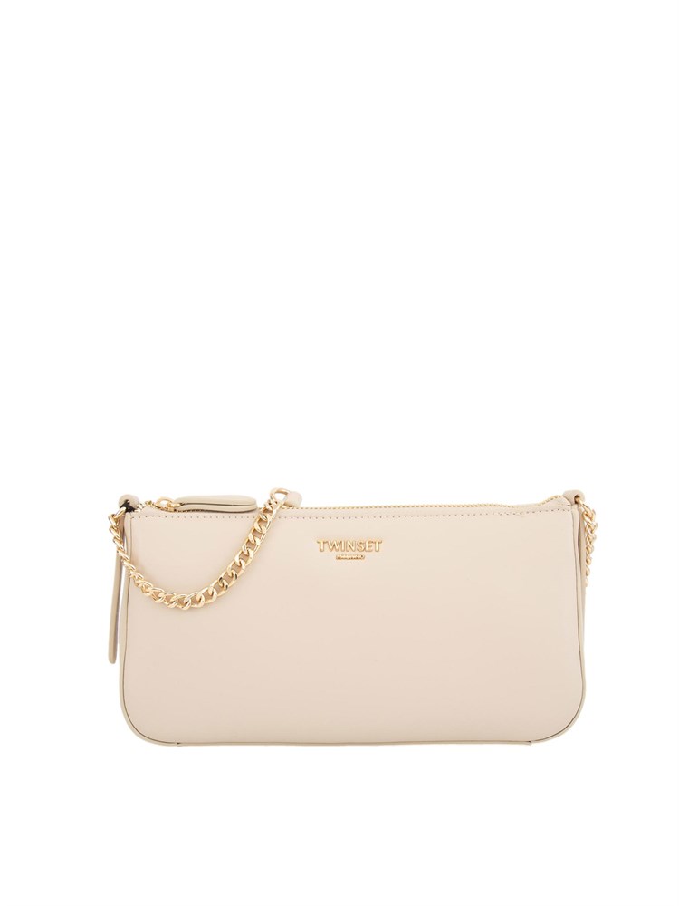 Borsa tracolla Twinset effetto pelle di vitello nappato avorio