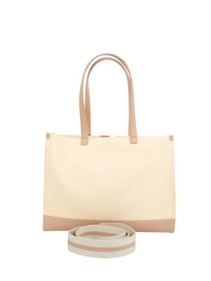 Borsa shopper Twinset in canvas con stampa righe multicolore e logo in DONNA
