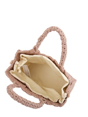 Borsa shopper Twinset Bohémienne in crochet di cotone rosa in DONNA