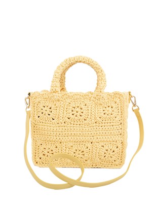 Borsa shopper Twinset Bohémienne in crochet di cotone giallo in DONNA