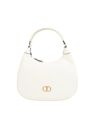 Borsa hobo Twinset effetto pelle bianca con manico intrecciato in DONNA