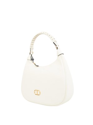 Borsa hobo Twinset effetto pelle bianca con manico intrecciato in DONNA