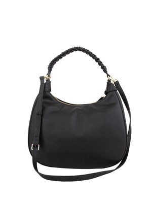 Borsa hobo Twinset effetto pelle nera con manico intrecciato in DONNA