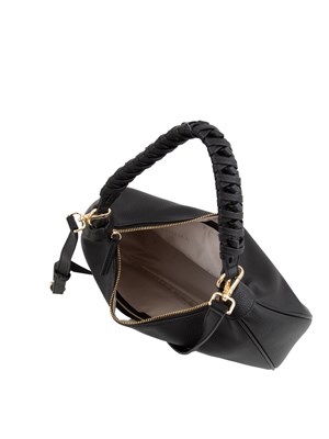 Borsa hobo Twinset effetto pelle nera con manico intrecciato in DONNA