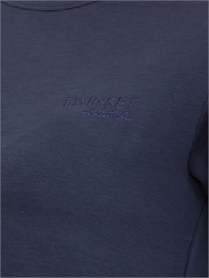 T-shirt blu Twinset in cotone fermo in DONNA