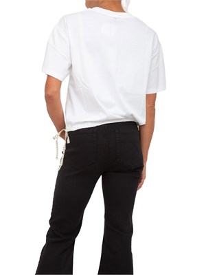 T-shirt bianca Twinset Actitude con stampa cuore e fiore applicato in DONNA