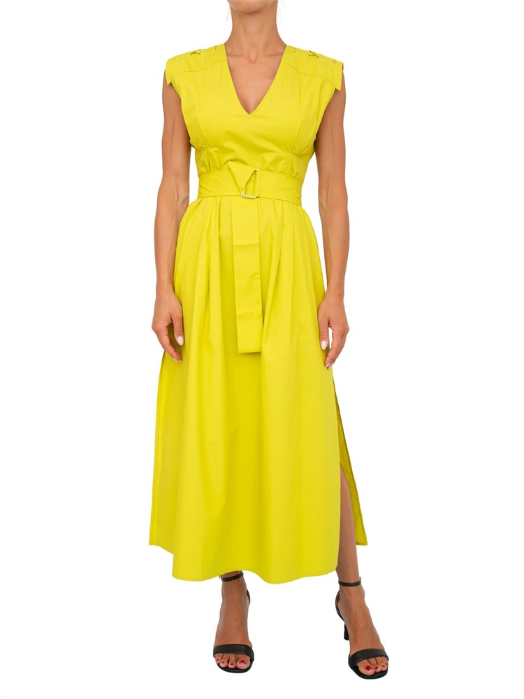 Abito lungo Twinset Actitude in popeline verde lime