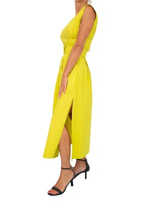 Abito lungo Twinset Actitude in popeline verde lime in DONNA