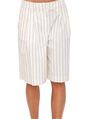 Bermuda Twinset in cotone bianco panna gessato in DONNA