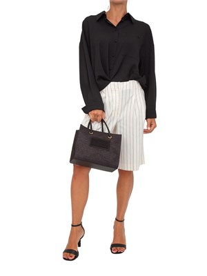 Bermuda Twinset in cotone bianco panna gessato in DONNA