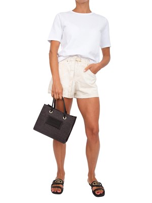 Shorts Twinset in bull avorio con stampa floreale bianca in DONNA