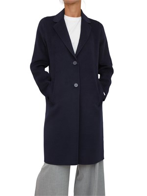 Cappotto Emme Marella in tessuto double blu dalla mano morbida in DONNA