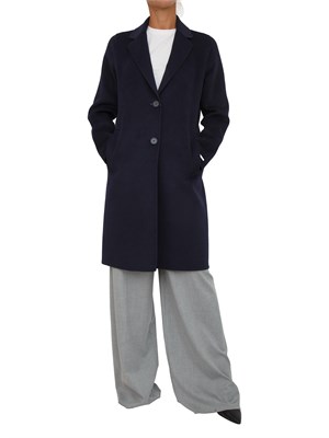 Cappotto Emme Marella in tessuto double blu dalla mano morbida in DONNA