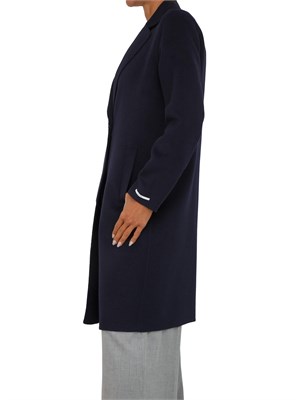 Cappotto Emme Marella in tessuto double blu dalla mano morbida in DONNA