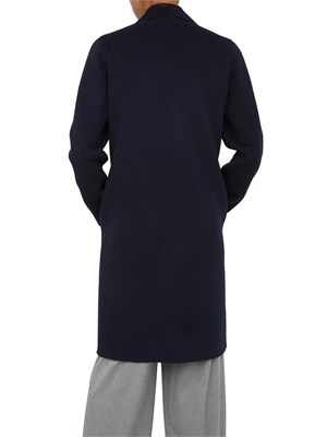 Cappotto Emme Marella in tessuto double blu dalla mano morbida in DONNA