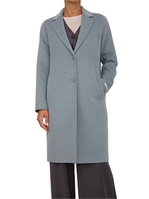 Cappotto Emme Marella in tessuto double azzurro dalla mano morbida in DONNA