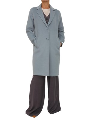 Cappotto Emme Marella in tessuto double azzurro dalla mano morbida in DONNA