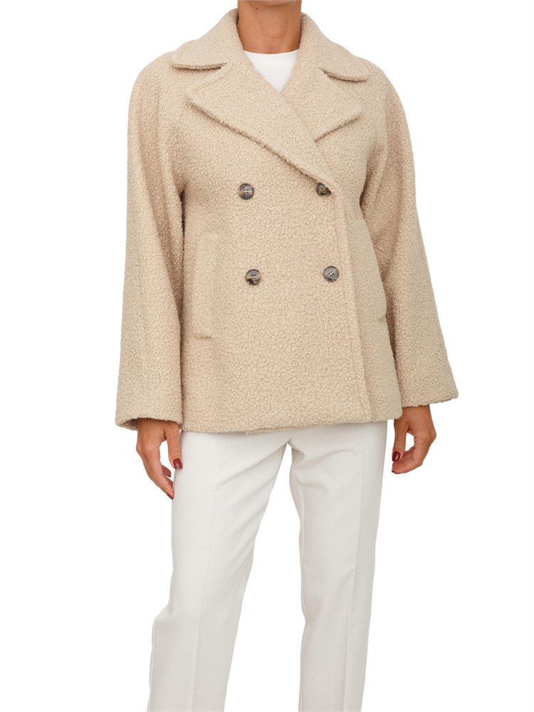 Pelliccia doppiopetto Emme Marella in bouclÉ beige