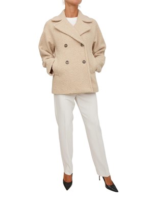 Pelliccia doppiopetto Emme Marella in bouclÉ beige in DONNA