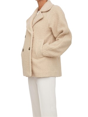 Pelliccia doppiopetto Emme Marella in bouclÉ beige in DONNA