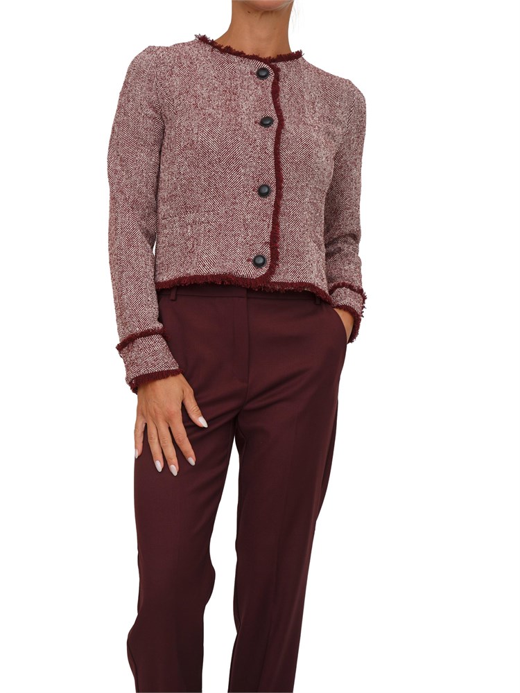 Giacca corta Emme Marella in stuoia armaturata di misto cotone stretch bordeaux