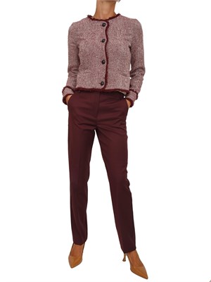 Giacca corta Emme Marella in stuoia armaturata di misto cotone stretch bordeaux in DONNA