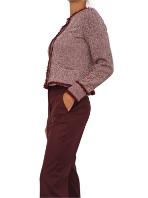 Giacca corta Emme Marella in stuoia armaturata di misto cotone stretch bordeaux in DONNA