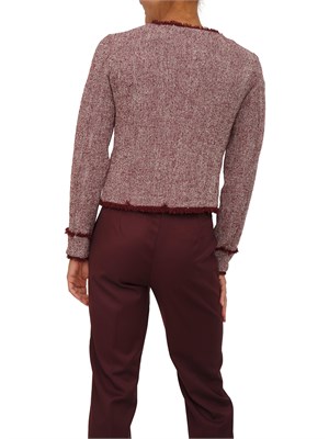 Giacca corta Emme Marella in stuoia armaturata di misto cotone stretch bordeaux in DONNA