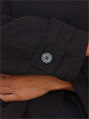 Trench Emme Marella linea boxy in cotone nero con cappuccio removibile in DONNA