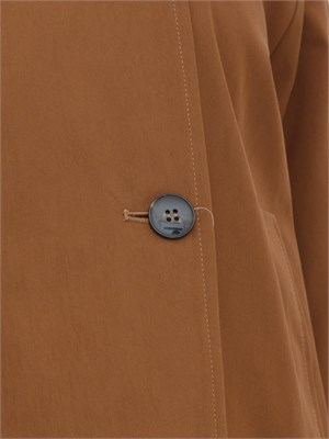 Trench Emme Marella linea boxy in cotone marrone con cappuccio removibile in DONNA