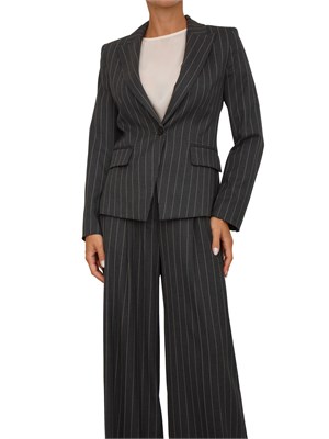 Giacca monopetto Emme Marella in tessuto grigio a righe con collo rever in DONNA