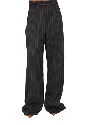 Pantaloni gessati Emme marella in tessuto grigio antracite a righe in DONNA