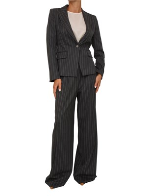 Pantaloni gessati Emme marella in tessuto grigio antracite a righe in DONNA