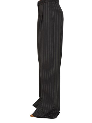 Pantaloni gessati Emme marella in tessuto grigio antracite a righe in DONNA