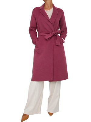 Cappotto Emme Marella in lana viola con cintura in vita in DONNA