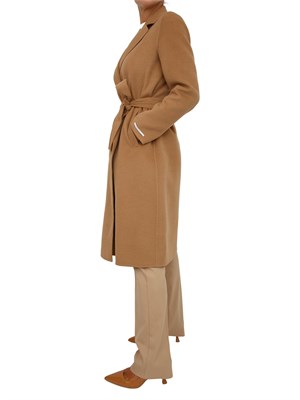 Cappotto Emme Marella in lana cammello con cintura in vita in DONNA