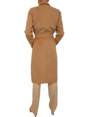 Cappotto Emme Marella in lana cammello con cintura in vita in DONNA