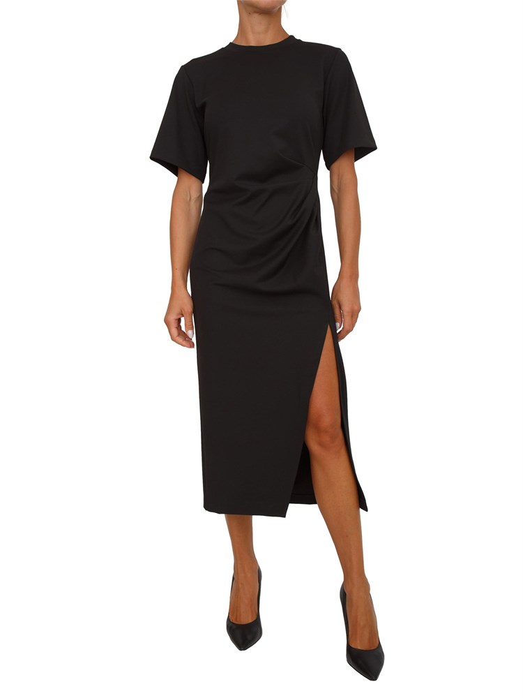 Abito midi Emme Marella in jersey interlock stretch nero