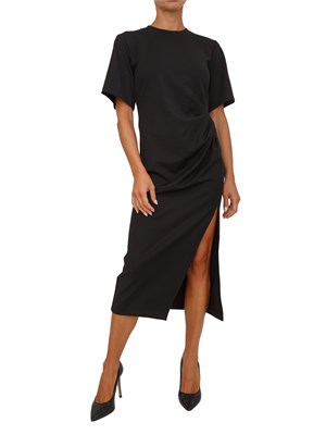 Abito midi Emme Marella in jersey interlock stretch nero in DONNA